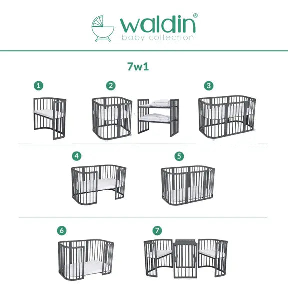 Waldin krevetić 7u1 s madracem Graphite