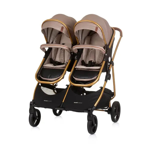 Chipolino 3u1 dječja kolica za blizance ili dvoje djece Duo Smart Golden Beige