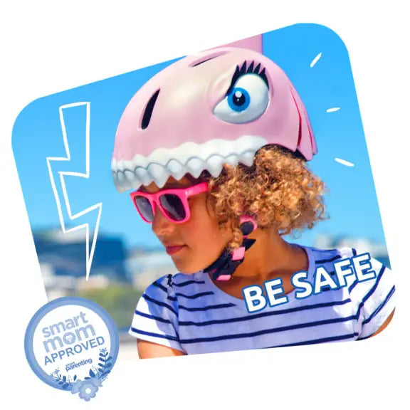 CrazySafety 3D dječja kaciga Shark Pink - s LED svjetlom