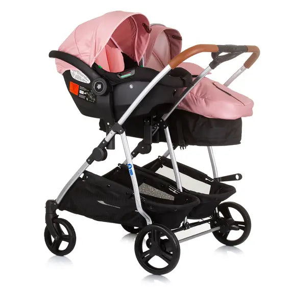 Chipolino 3u1 dječja kolica za blizance ili dvoje djece Duo Smart Flamingo