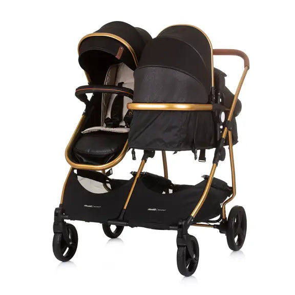 Chipolino dječja kolica za blizance ili dvoje djece Duo Smart - Obsidian / Gold