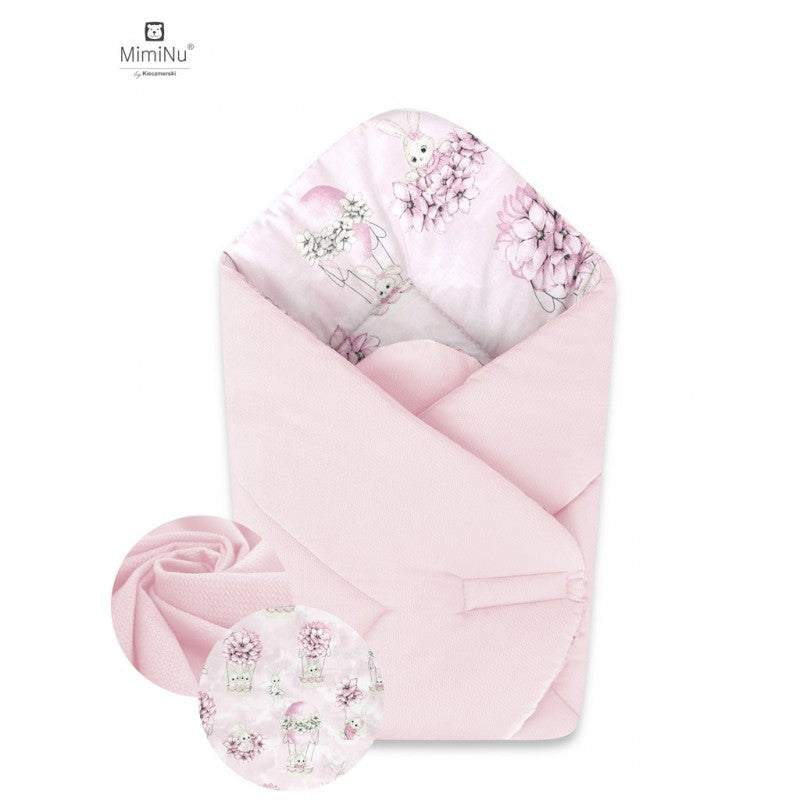 MimiNu jastuk dekica za novorođenče Baršun Medvjedić - roza