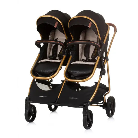 Chipolino 3u1 dječja kolica za blizance ili dvoje djece Duo Smart Obsidian / Gold