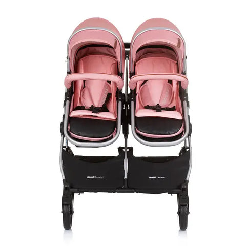 Chipolino 3u1 dječja kolica za blizance ili dvoje djece Duo Smart Flamingo