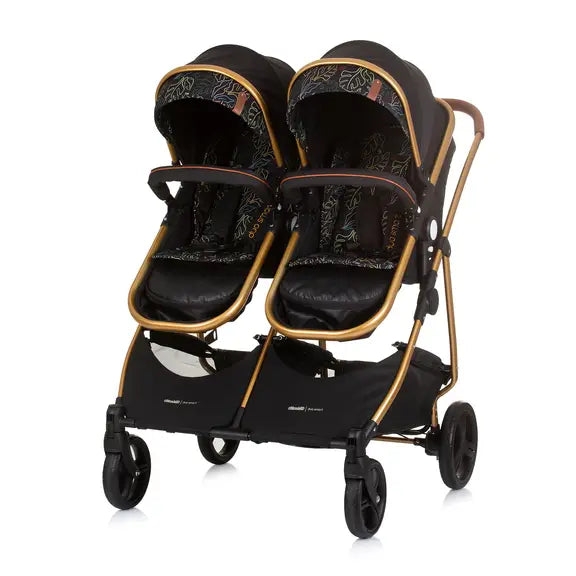 Chipolino dječja kolica za blizance ili dvoje djece Duo Smart - Obsidian / Leaves