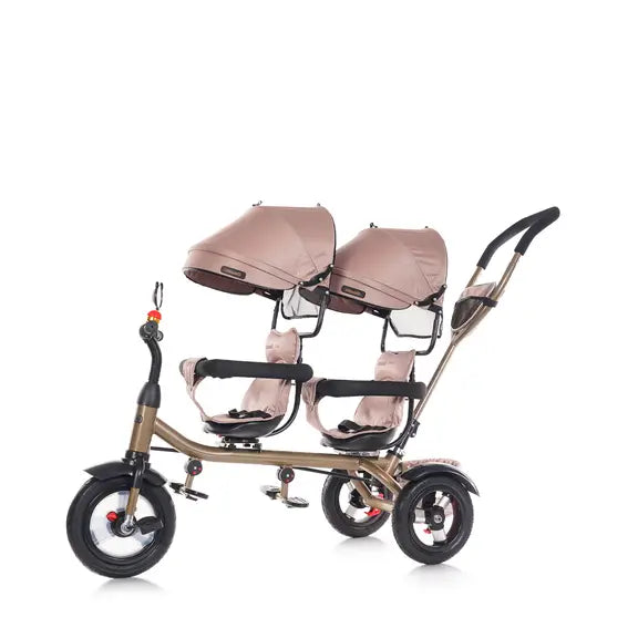 Chipolino tricikl za blizance 2Play - Golden Beige