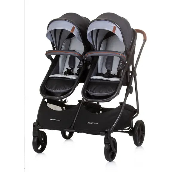 Chipolino dječja kolica za blizance ili dvoje djece Duo Smart Silver Grey