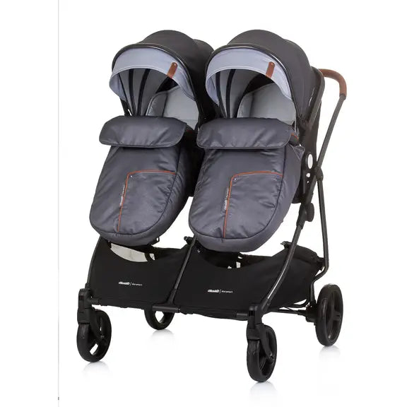 Chipolino dječja kolica za blizance ili dvoje djece Duo Smart Silver Grey