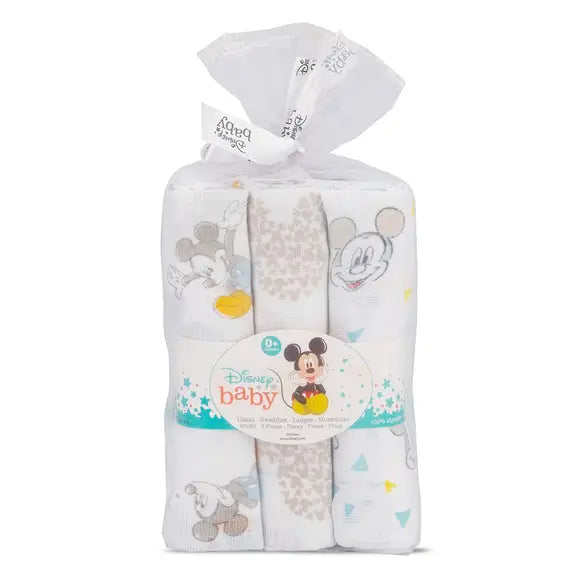 Muslin tetra pelene Mickey 80x80 cm - 3 kom