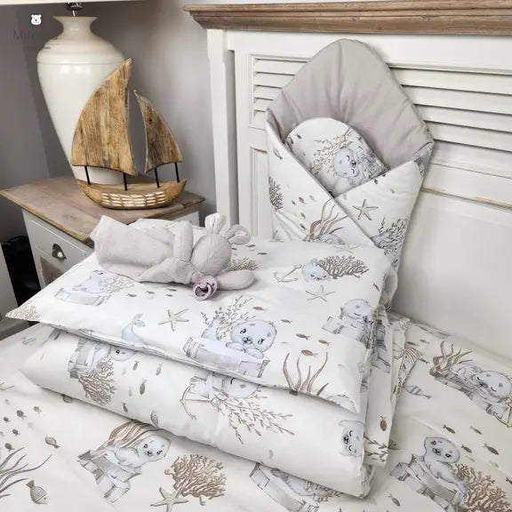 MimiNu Posteljina set 5 elem. Tuljan bež (za krevetić 120x60 cm)