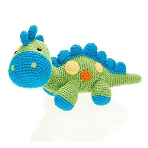 Pebble pletena igračka i zvečka - zelen plavi dinosaur - Sve za bebu