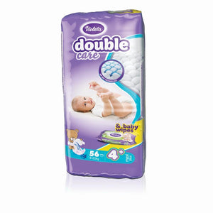 Violeta dječje pelene Double care AIR DRY MAXI PLUS-4+ jumbo (9-20 kg., 56 kom) - gratis baby maramice - Violeta