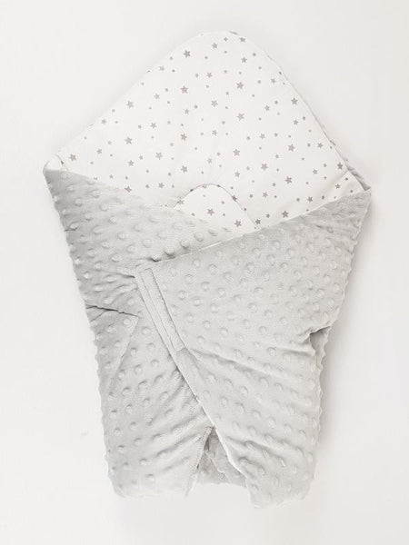 Jastuk za nošenje bebe, sa sivim flisom - Bijele zvjezdice - Sold out