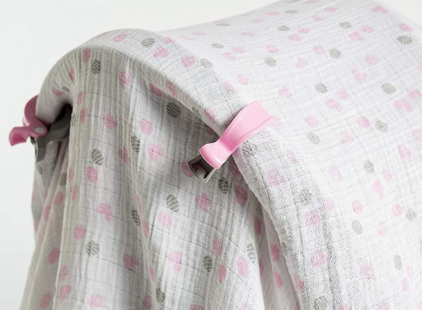 Lulujo baby Set od dvije pamučne muslin marame i četiri kopče - rozi
